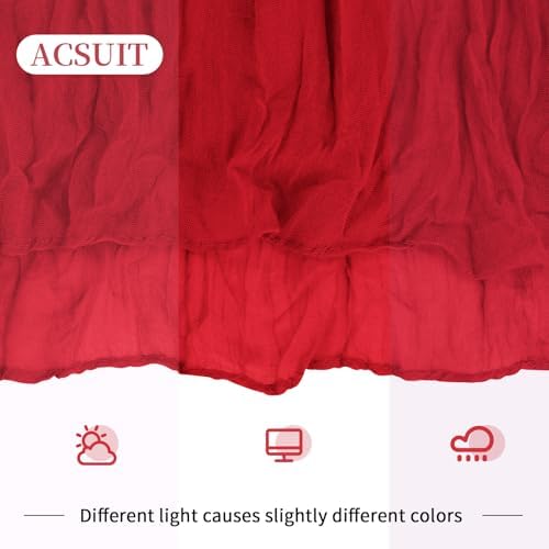 6 Pack Red Cheesecloth Table Runner 20 x 120 inch Gauze Table Runners 10 FT Long,Semi Sheer Boho Cheese Cloth Fabric Table Runner Bulk for Party,Wedding,Baby Shower,Bridal Shower Decoration - Image 6
