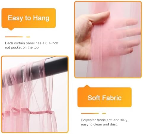 Tulle Backdrop Curtains with Lights Pink 10x8ft Sheer Curtain Backdrop - Image 3