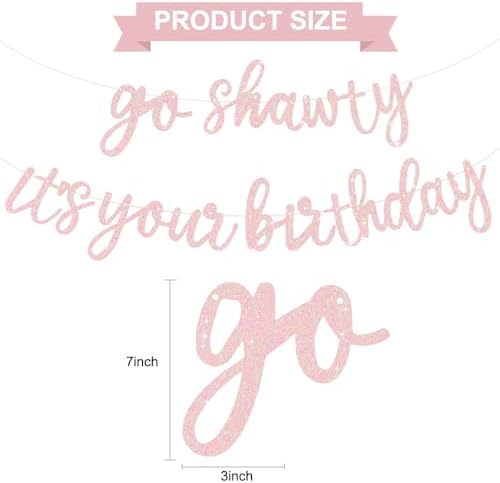 BEISHIDA Light Pink Pre-Strung Go Shawty It's Your Birthday Banner Decor - Image 2