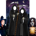 Lunmon 6x4 ft Halloween Backdrop Grim Reaper Face Cutout Holes by Lunmon