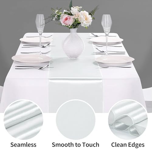 15-Pack Satin Table Runner Silver 12 x 108 inches Long, Table Runners for Wedding, Birthday Parties, Banquets Decorations（15 Pack, 12x108 Inch, Silver） - Image 6