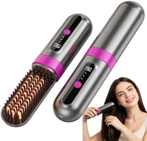 Go Brush Pro 2026 Upgraded Cordless Hair Straightener Brush, Ionic Anti-Frizz, MCH Fast Heating, Anti-Scald, 3 Heat Levels, 4000mAh Type-C Fast Charging, Portable Travel Styling Tool for Women by Unknown