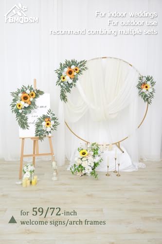 Wedding Arch Faux Flowers Set of 2 Greenery Garland for Wedding Decor Ceremony and Reception Backdrop Decoration (Sunflower) - Image 5