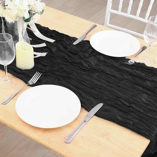 1 Pack Black Cheesecloth Table Runner 120 Inch Boho Wedding Decor - Image 7