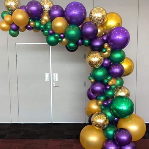 PartyWoo Purple Green Gold Balloons 50pcs 12 Inch Dark Purple Balloons - Image 3