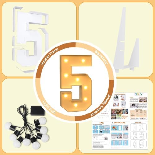 imprsv 3FT Marquee Numbers, Large Light Up Numbers 5 for 5th Birthday Decor - Image 6