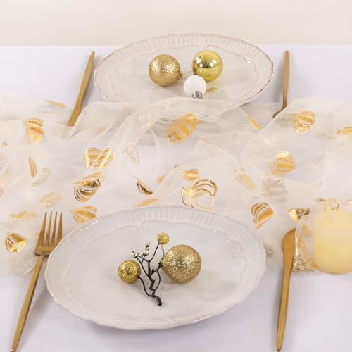Gold Gauze Table Runner Fall Pumpkin Sheer Party Centerpiece Table Decor - Image 5