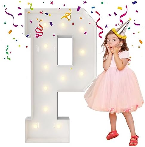 4FT Marquee Letters, Large Light Up Letters P for Prom Party Decor by MerryMosaics