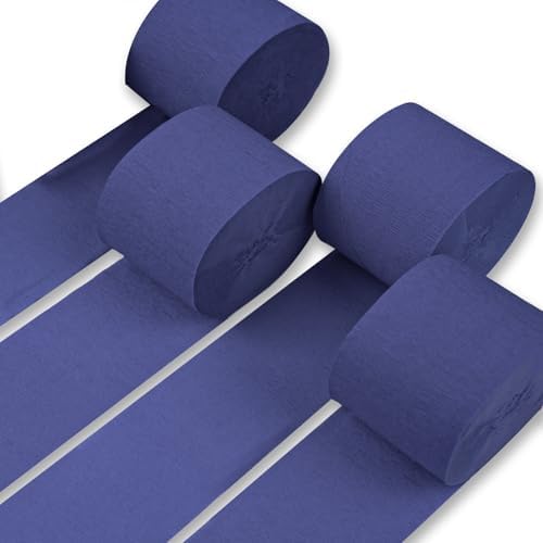 PartyWoo Navy Crepe Paper Streamers 4pcs 328 FT Navy Streamers by PartyWoo