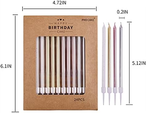 PHD CAKE Gold, Silver, Rose Gold, White, Long Birthday Candles in Holders, Cake Candles, Birthday Parties, Wedding Decorations, Party Candles, Celebrations - Image 5