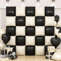 Black White Square Foil Balloon Wall,25Pcs Double Sided Foil Balloons by Adorely