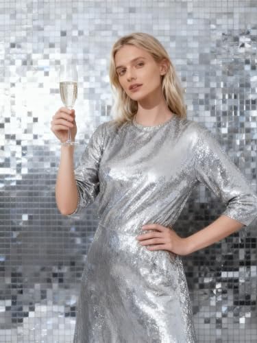 COKAOBE LiteGrid Series Shimmer Wall Backdrop - 36Pcs Silver - Image 5