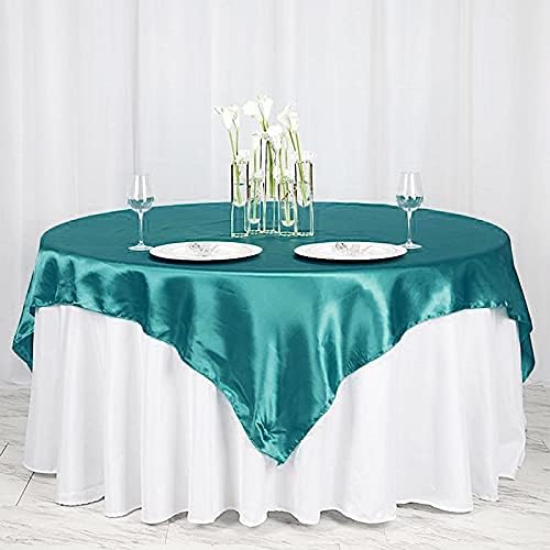 Balsa Circle 10 pcs 72x72 inch Turquoise Square Tablecloth Satin Fabric Overlays Linens | Table Cloths Cover for Wedding Party Banquet Reception Events Decoration Kitchen Dining Events Kitchen Dining - Image 6