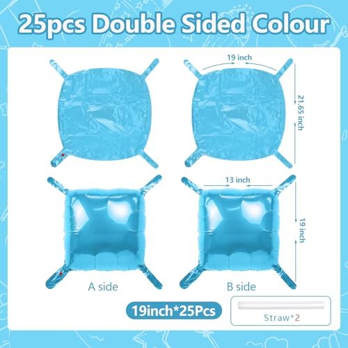 NISOCY 25PCS Pearl Blue Square Foil Balloons Wall Backdrop - Image 2