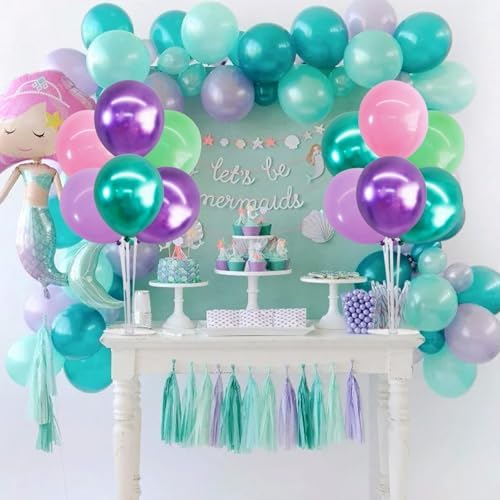 TONIFUL 4 Metallic Purple Pink Green Balloon Stand Centerpiece for Table - Image 6