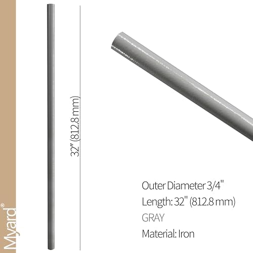 Myard 32'' Classic Hollow Round Iron Heavy-Duty Deck Balusters, Grey - Image 2