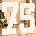 Pooqla 75th Birthday Decorations, 17.3 in White Wooden Light Up Numbers by Pooqla