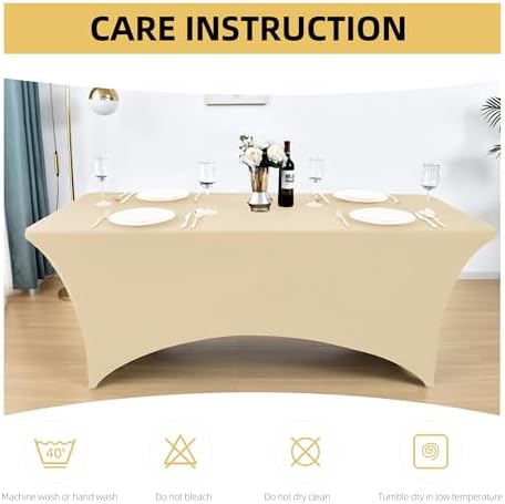 10-Pack 6ft Spandex Table Covers for Rectangle Standard Folding Tables - Wrinkle Resistant Stretch Tablecloths - Ultimate Fitted Table Protector for Parties, Banquet, Wedding - Image 6
