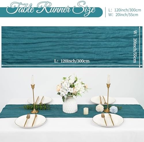 20 Pack Cheesecloth Table Runner 20 x 120 Inch, Teal - Image 2