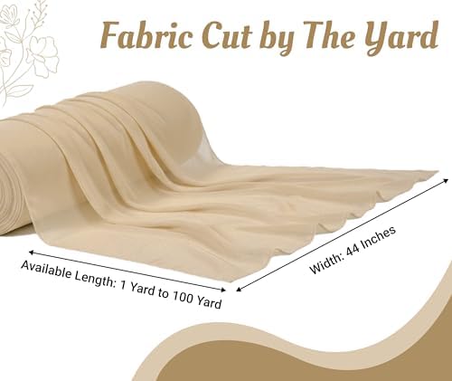 85 Yard Chiffon Fabrics, 44" Wide, Lightweight, Sheer – Champagne Gold - Image 4