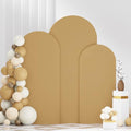 FANPROMS Khaki Arch Backdrop Cover Set of 3 (6FT 6.6FT 7.2FT) Spandex Arch Covers Stretchy Fabric Chiara Backdrop Cover for Metal Arched Frame Tan Arch Stand Covers for Birthday Party Ceremony Decor by FANPROMS