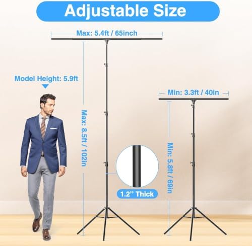 EMART T Shape Backdrop Stand 8.5x5.4ft, Green Screen Photo Banner Stand - Image 2