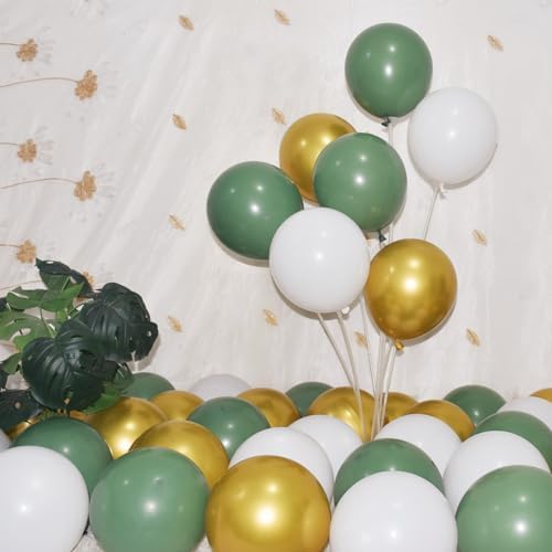 300 Pack Sage Green Gold and White Balloons 5 Inch Latex Green White Metallic Gold Bulk Small Balloon Arch Garland Kit for Birthday Wedding Bridal Baby Shower Supplies Graduation Party Decorations - Image 3