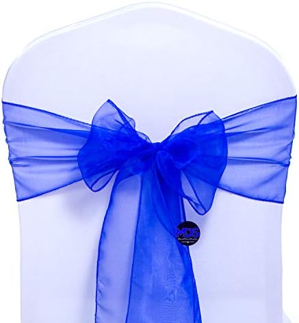MDS Pack of 10 Organza Chair Sashes for Wedding & Event Décor – Royal Blue - Image 3