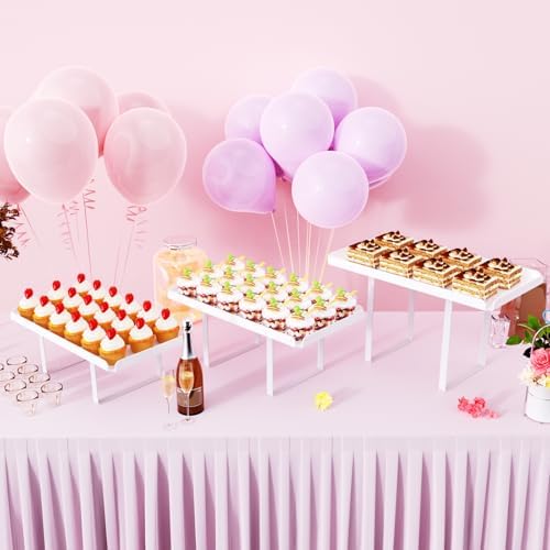 Bakzon 3 Pieces Cupcake Stand Holder, White Acrylic Dessert Table Display Set with Iron Support Legs for Birthday Candy Bar Décor Weddings, Parties Events - Image 3
