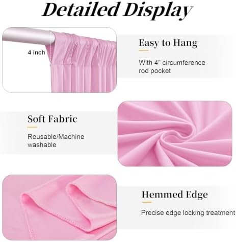 15ft x 10ft Pink Backdrop Curtains, Wrinkle Free Drapes Back Drop Cloth - Image 5
