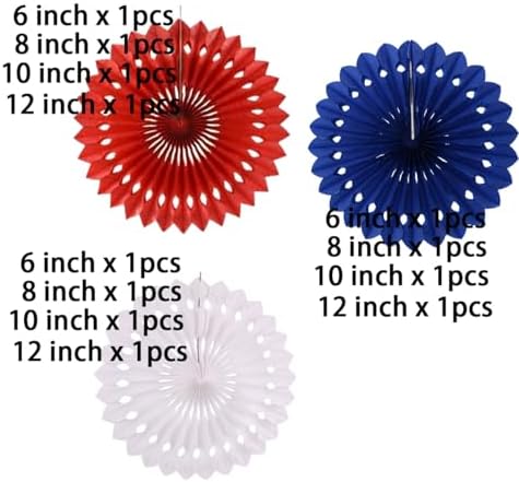 12PCS Red Navy Blue and White Paper Fans Party Decorations,Hanging Ceiling Honeycomb Round Tissue Paper Fans for Independence Day,July 4th Party,Memorial Day,Veterans Day,Party Decoration - Image 4
