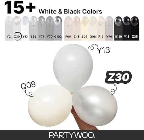 PartyWoo Pearl White Balloons 140pcs Metallic White Color Different Sizes - Image 4