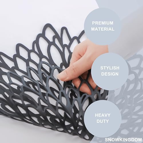 Snowkingdom 6 Pack Black Placemats Washable Pressed Vinyl Dining Table Mats Round Floral Charger Decoration for Halloween Christmas Thanksgiving - Image 5