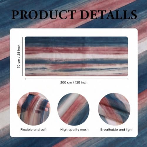 Artoid Mode Boho Blue Red Stripes 4th of July Chiffon Table Runner 120 Inches 10FT,Seasonal Fabric Kitchen Dining Holiday Table Decor for Home Party - Image 7