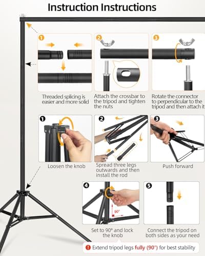 Hemmotop Photo Backdrop Stand, 10x7ft, Secure Straight Thread Connection - Image 6