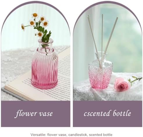 Bud Vases Set of 12,Glass Bud Vases in Bulk,Small Flower Vases for Centerpieces,Mini Vintage Vase for Wedding, Home Table Decor,Christmas,Party Decoration,Pink - Image 6