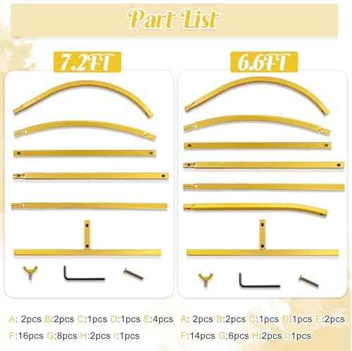 Gold Metal Arch Backdrop Stand 2 Set 7.2FT, 6.6FT Wedding Arch Stand Arched Door Frame for Birthday Party Baby Shower Ceremony Indoor Outdoor Celebration Decor (7.2FT, 6.6FT) - Image 5