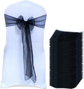 MDS Pack of 125 Organza Chair Sashes for Wedding & Event Décor – Black by MDS