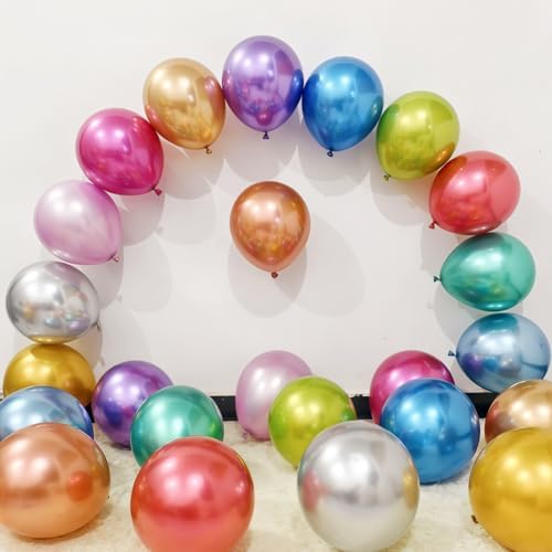 300 Pack Metallic Balloons 12 Inch Chrome Shiny Assorted Colors Latex Rainbow Bulk Balloon 12 Kinds Colorful for Birthday Wedding Bridal Baby Shower Supplies Party Decorations - Image 4