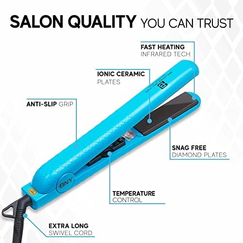 Brilliance New York - 1.25 Inch Diamond Ceramic Flat Iron - Frizz-Free and Anti-Static Ionic Plates - Dual Voltage Flat Iron for Travel - Image 3