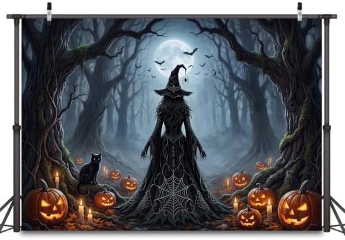 5 x 3 ft Halloween Witch Forest Backdrop Photo Background Party Decoration - Image 3