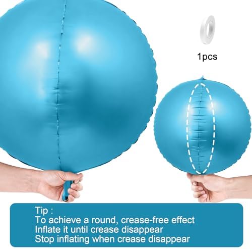 12PCS Light Blue Round Foil Balloons 22" 15" 10" Metallic Blue Balloons - Image 7