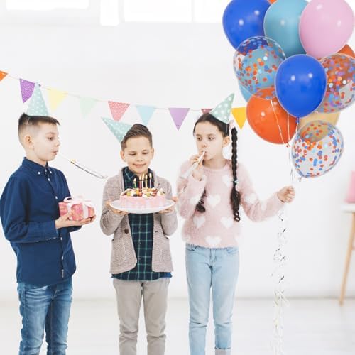 68Pcs Blue and Orange Balloons 12 Inch Nude Color Deep Light Blue Balloon for Birthday Party Decorations Confetti Blue and Orange Graduation Decorations. - Image 6