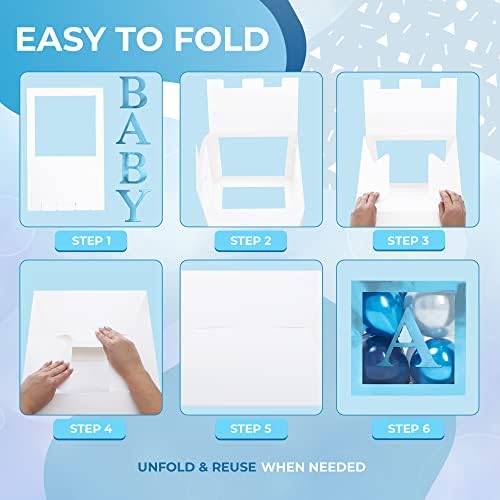 44-Pc Baby Shower Boxes & Balloons, Gender Reveal - Royal Navy Blue - Image 5