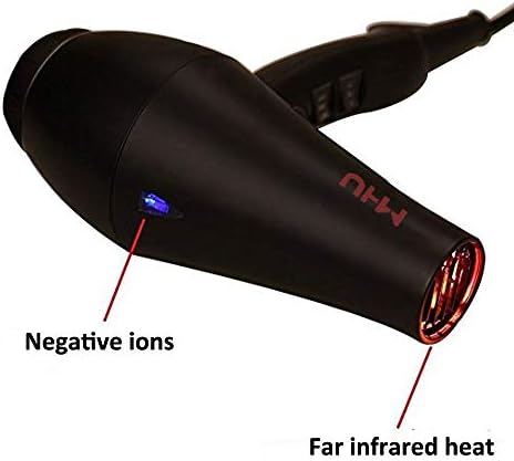 MHU Professional Salon Grade 1875w Low Noise Ionic Ceramic Ac Infrared Heat Hair Dryer Plus One Concentrator and One Diffuser Black Color - Image 7