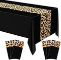 Buryeah 6 Pcs 54 x 108'' Plastic Disposable Leopard Tablecloth, Black by Buryeah