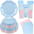 350 Pcs Baby Gender Reveal Party Supplies Include Blue and Pink Tableware by NatNarr