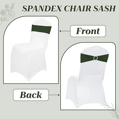 Pack of 100 Spandex Chair Sashes for Wedding Party & Event – Olive Green - Image 4