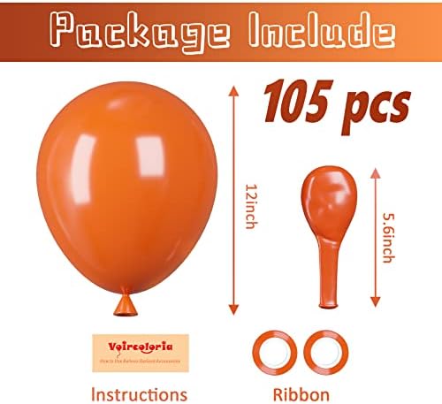 Voircoloria 105pcs Orange Party Latex Balloons, 12inch - Image 2