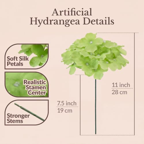 50PCS Green Mix Hydrangea Artificial Flowers with Stronger Bendable Stems - Image 4